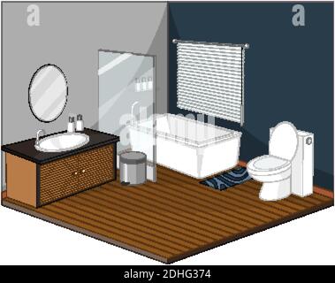 Badezimmer Interieur mit Möbeln Illustration Stock Vektor