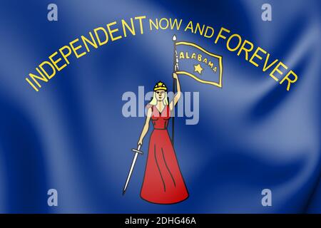 3D Flagge von Alabama (1861), USA. 3D Illustration. Stockfoto