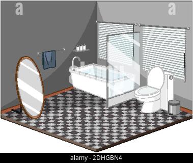 Badezimmer Interieur mit Möbeln Illustration Stock Vektor