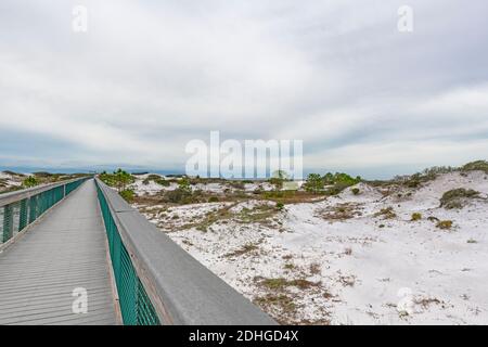 Deer Lake State Park, South Walton County, Florida. Promenade zum Strand. Zucker weiße Sanddünen Stockfoto