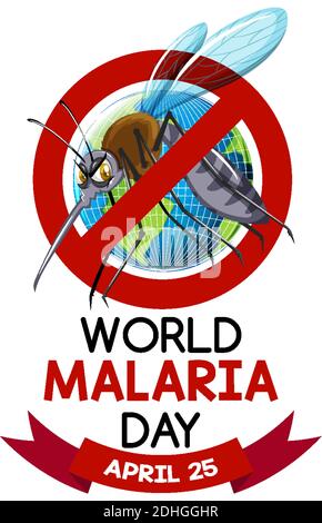 Welt-Malaria-Tag Logo oder Banner mit Moskito-Zeichen Illustration Stock Vektor