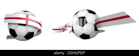 Bälle für Fußball, klassischer Fußball in Bändern mit Farben der englischen Flagge. Design-Element für Fußballwettbewerbe. Englische Nationalmannschaft. Isolierte V Stock Vektor