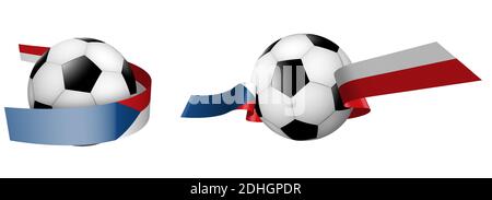 Bälle für Fußball, klassischer Fußball in Bändern mit Farben der tschechischen Flagge. Design-Element für Fußballwettbewerbe. Tschechische Nationalmannschaft. Isola Stock Vektor