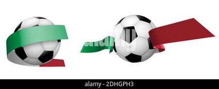 Bälle für Fußball, klassischer Fußball in Bändern mit Farben der italienischen Flagge. Design-Element für Fußballwettbewerbe. Italienische Nationalmannschaft. Isolierte V Stock Vektor
