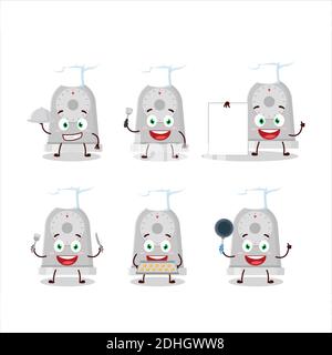 Cartoon Charakter der Zeit Küche mit verschiedenen Chef Emoticons. Vektorgrafik Stock Vektor