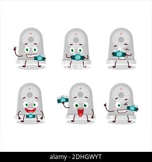 Fotograf Beruf Emoticon mit Zeit Küche Zeichentrickfigur. Vektorgrafik Stock Vektor