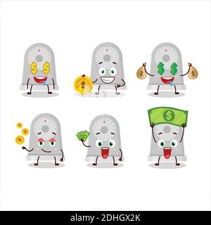 Zeit Küche Zeichentrickfigur mit niedlichen Emoticon bringen Geld. Vektorgrafik Stock Vektor