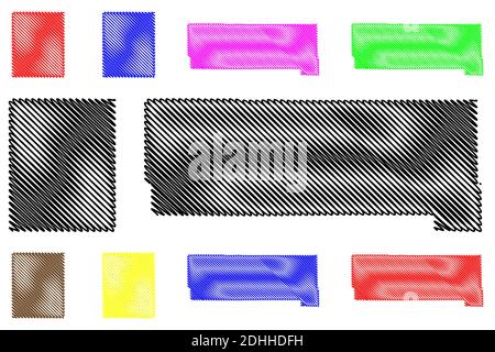 Pennington und Pipestone County, Minnesota (U.S.-Grafschaft, Vereinigte Staaten von Amerika, USA, U.S., US) Kartenvektordarstellung, scribble Skizzenkarte Stock Vektor