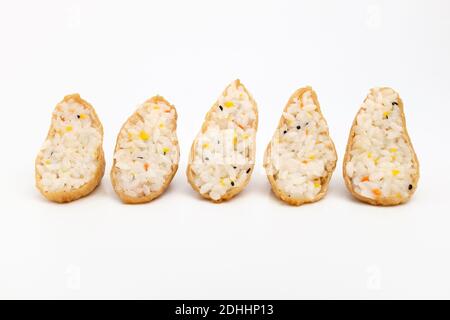 Yubu Sushi auf weißem Hintergrund Stockfoto