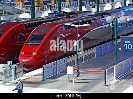 Thalis Züge im Bahnhof Nord, Paris, Ile-de-France, Frankreich Stockfoto