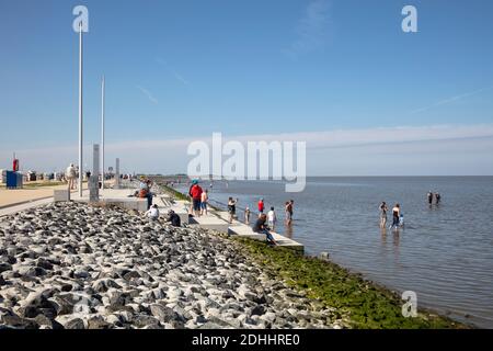 Promenade am wattenmeer, Norddeich, ostfriesland, niedersachsen, Deutschland, Europa Stockfoto