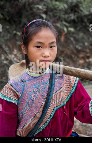 Vietnam. Nordvietnam. BAC Ha-Bereich. Ban Pho Dorf. Blume Hmong ethnische Gruppe. Stockfoto