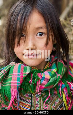 Vietnam. Nordvietnam. BAC Ha-Bereich. Ban Pho Dorf. Blume Hmong ethnische Gruppe. Stockfoto