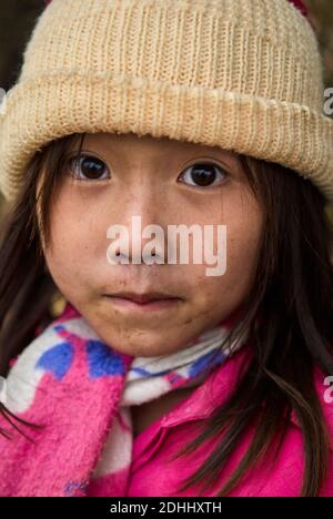 Vietnam. Nordvietnam. BAC Ha-Bereich. Ban Pho Dorf. Blume Hmong ethnische Gruppe. Stockfoto