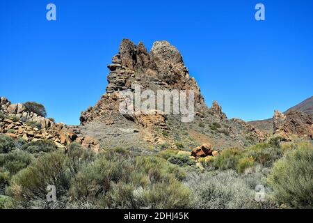 Spanien, Kanarische Inseln, Teneriffa, Felsformation Los Roques de Garcia im Teide Nationalpark Stockfoto