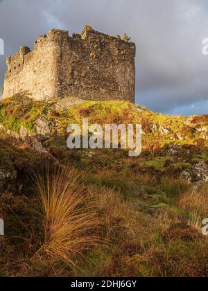 Die Ruinen von Schloss Tioram auf Eilean Tioram (The Dry Island) Moidart Scotland Großbritannien Stockfoto