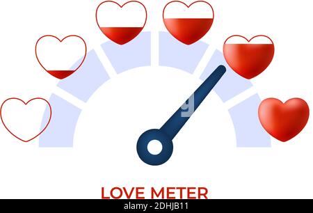 Messen Liebe Konzept. Liebe Herz Meter Vektor Illustration für Valentinstag Karte Design-Element mit Set Herzen Stock Vektor Stock Vektor