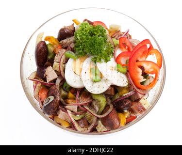 Ein Bauernsalat aus der Vogelperspektive Stockfoto