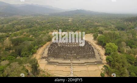 Luftaufnahme buddhistischen Tempel Borobudur in Java Yogjakarta, Indonesien. touristische Attraktion, UNESCO-Welterbe. Candi Borobudur Stockfoto