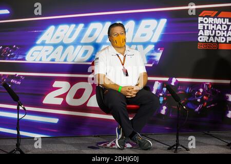 BROWN Zak (usa), Chief Executive Officer von McLaren Racing, Portrait, Pressekonferenz während des Formel 1 Etihad Airways Abu Dhabi Grand Prix 2020, vom 11. Bis 13. Dezember 2020 auf dem Yas Marina Circuit, in Abu Dhabi - Foto Antonin Vincent / DPPI / LM Stockfoto