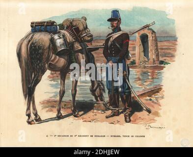 cavalier du 2e régiment de hussards en Algérie 1830 Stock Photo