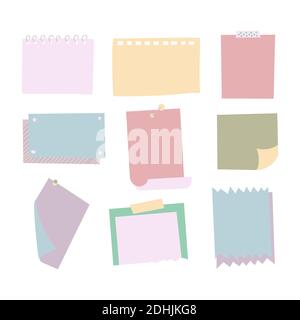 Memo Notes Icons detaillierter fotorealistischer Vektorsatz Stock Vektor