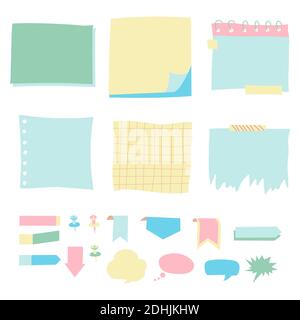 Satz von verschiedenen Farbblättern von Vektorpapieren Haftnotiz. Stock Vektor