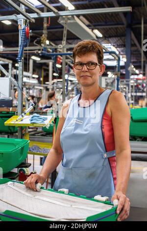 Produktionsstandort von Samsonite in Oudenaarde, Belgien Stockfoto