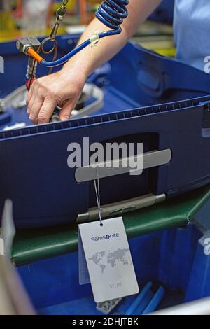 Produktionsstandort von Samsonite in Oudenaarde, Belgien Stockfoto