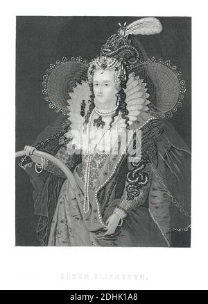 Porträt von Elisabeth I. aus dem 19. Jahrhundert (7. September 1533 – 24. März 1603) War Königin Regent von England und Irland vom 17. November 1558 bis zu ihrem Tod Stockfoto