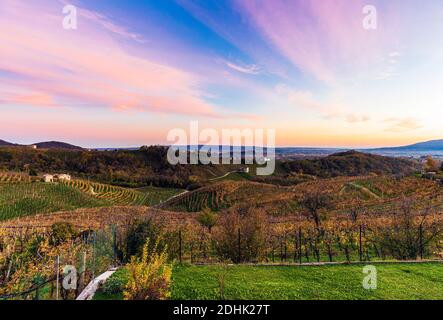 Italien Venetien - Blick auf die Hügel von San Pietro di Barbozza Des Prosecco Stockfoto