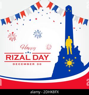 Happy Rizal Day Grußkarte. vektor-Illustration für Grußkarte, Poster und Banner Stock Vektor