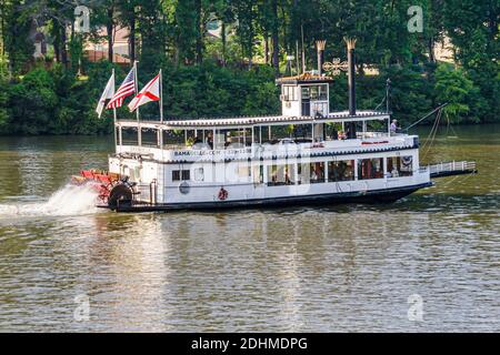 Tuscaloosa Alabama, Warrior River Riverwalk, Bama Belle Paddlewheel Riverboat-Besichtigungstour, Stockfoto