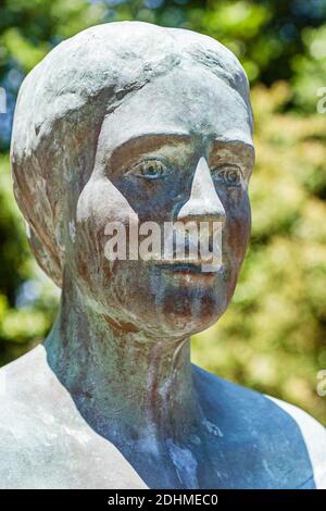 Alabama Tuscumbia Ivy Green Helen Keller Geburtsort, historisches Haus taub blind der Wundertäter, Statue Gesicht, Stockfoto