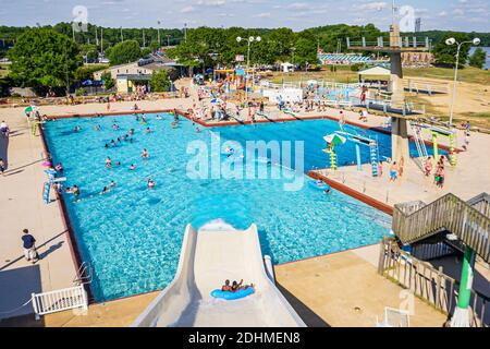 Alabama Decatur Point Mallard Park Wasserpark, Wasserrutsche Swimmingpool, Stockfoto