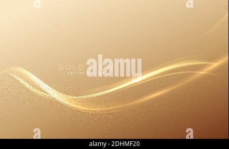 Abstrakte glänzende Farbe gold Wave Design Element Stock Vektor
