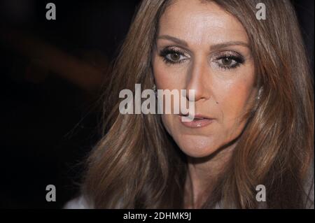 Die französisch-kanadische Sängerin Celine Dion verlässt am 13. November 2013 das Hotel Royal Monceau in Paris, Frankreich. Dion ist in der französischen Hauptstadt, um ihr neuestes Album Loved Me Back To Life zu promoten. Foto von ABACAPRESS.COM Stockfoto