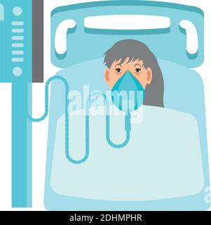 Alte Frau infiziert mit Coronavirus covid 19 in kritischem Zustand Mit künstlichem Ventilator Stock Vektor