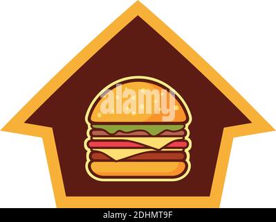 burger Home flach Symbol flach Logo Vektor Design-Konzept Stock Vektor