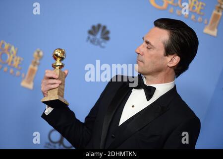 Jon Hamm nimmt am Presseraum der 73. Jährlichen Golden Globe Awards Teil, die am 10. Januar 2016 im Beverly Hilton Hotel in Beverly Hills, Los Angeles, CA, USA, abgehalten werden. Foto von Lionel Hahn/ABACAPRESS.COM Stockfoto