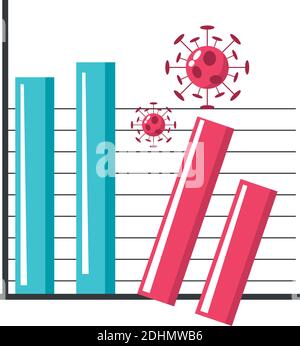 Business Chart Down Krise nach Coronavirus covid 19 Vektor-Illustration Stock Vektor