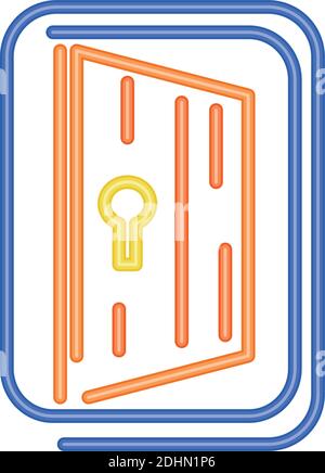 Tür Neonlicht, Eingangssymbol auf weißem Hintergrund Vektorgrafik Stock Vektor