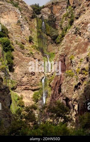 Wasserfall in Ribeira Seca Schlucht, Paul do Mar Stockfoto