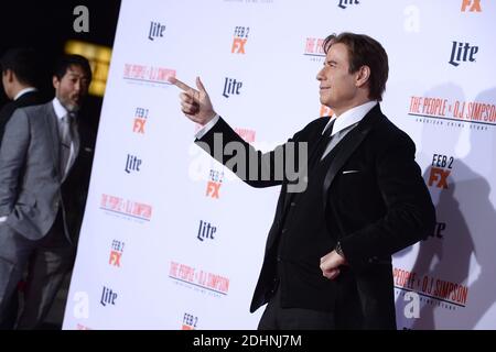 John Travolta nimmt an der Premiere von FX's 'American Crime Story - The People V. O.J. Simpson' im Westwood Village Theatre am 27. Januar 2016 in Los Angeles, CA, USA Teil. Foto von Lionel Hahn/ABACAPRESS.COM Stockfoto