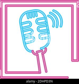 Mikrofon Live-Musik Neon-Zeichen-Symbol auf weißem Hintergrund Vektor Abbildung Stock Vektor