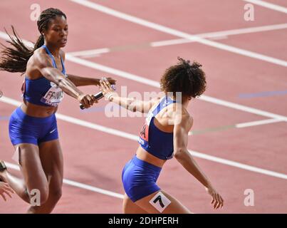 Sydney McLaughlin, Phyllis Francis (USA). 4 x 400 Meter Relais Goldmedaille. IAAF Leichtathletik-Weltmeisterschaften, Doha 2019 Stockfoto