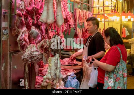 Metzger in Wan Chai Road, Hong Kong Island, hing Kong, China. Stockfoto