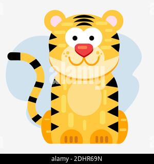 Niedliche Tiger Tier sitzende Vektor-Illustration Stock Vektor