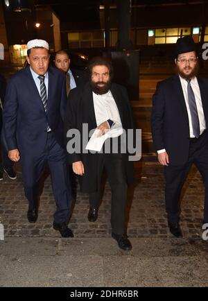 Imam der Drancy-Moschee Hassen Chalghoumi und Marek Halter treffen am 7. März 2016 beim jährlichen Abendessen des Vertretungsrates der französischen Jüdischen Vereinigungen (CRIF) in Paris ein. Foto von Christian Liewig/ABACAPRESS.COM Stockfoto