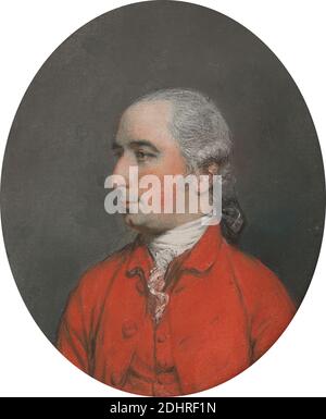 Portrait of a Gentleman, Hugh Douglas Hamilton, 1739–1808, britisch, undatiert, Pastell, schwarze Kreide und rote Kreide auf mäßig strukturiertem Papier, Blatt: 9 7/8 × 7 7/8 Zoll (25.1 × 20 cm) und Rahmen: 12 × 10 × 1 1/8 Zoll (30.5 × 25.4 × 2.9 cm), Herren, schlüpfen, Mann, Porträt Stockfoto